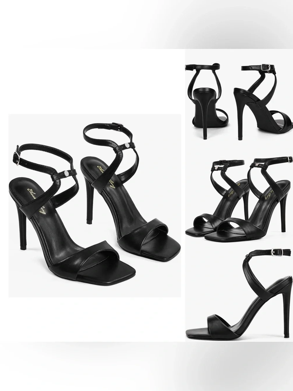 Elisabet Tang Black Strappy Stiletto Sandals